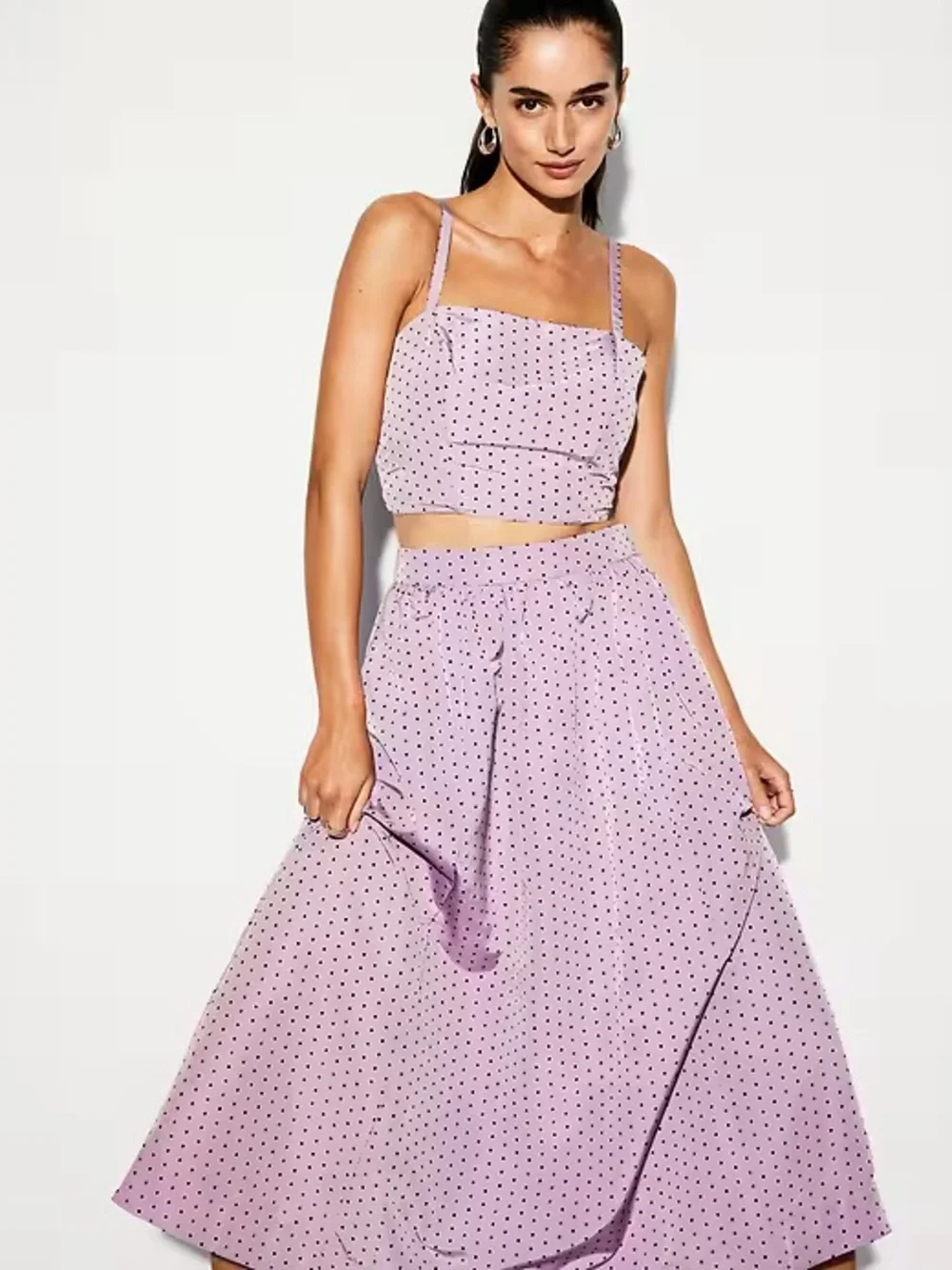 NWT Old Navy The Occasion Women’s Lavender Polka Dot Cropped Smocked Tank Top 🦑